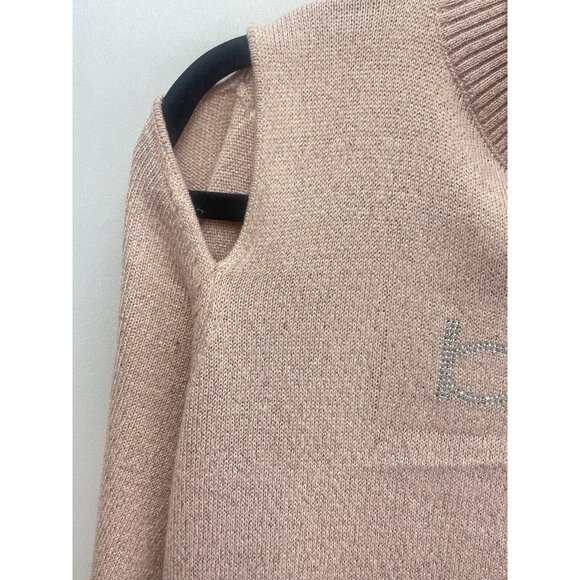 BEBE Women's Sexy Pink Cold Shoulder Sweater Sz XL - Picture 9 of 10